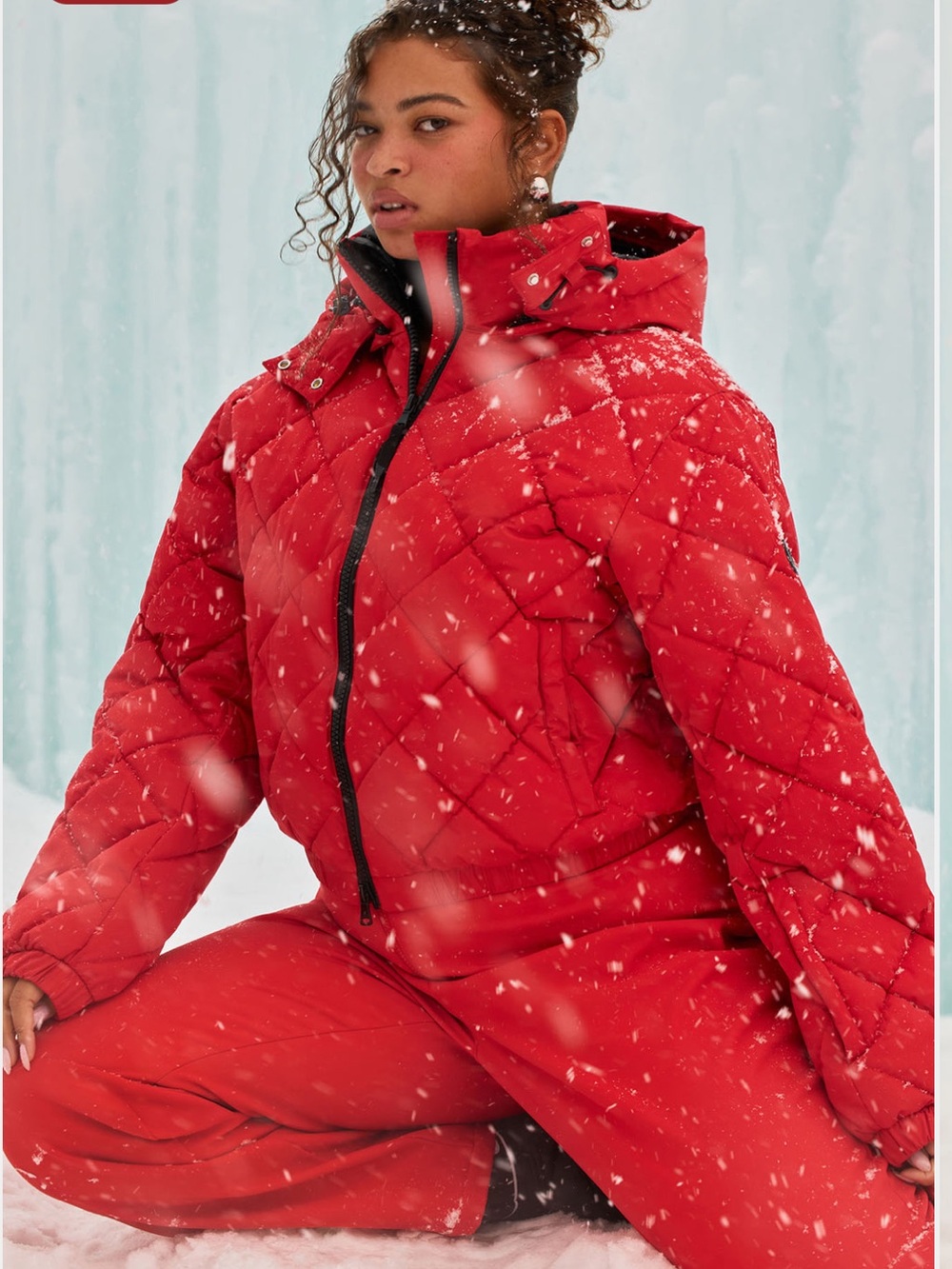 Quilted Red Puffer Jacket with Hood